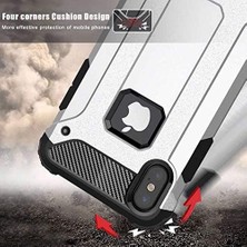 Duca Store Apple iPhone Xs Max 6.5 ile Uyumlu Kılıf Çift Katman Koruyucu Crash Military Tank Kılıf - Mavi