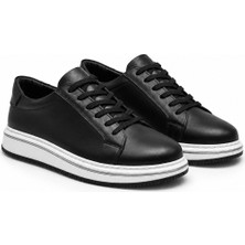 Bess Shoes Hakiki Deri Siyah Erkek Casual Ayakkabı – Ortopedik, Ultra Rahat, Kaymaz Taban, Günlük Sneaker