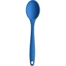 Duca Store Silikon Servis ve Yemek Hazırlama Kaşığı, Yumuşak Uç, Komple Silikon, 27 Cm, Mavi Kaşık, Yanmaz Yapışmaz, Tencere Çizmez, 1 Adet