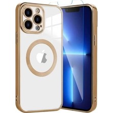 Duca Store Tia Aks iPhone 13 Pro Max Uyumlu Lens Korumalı Lazer Kılıf Gold