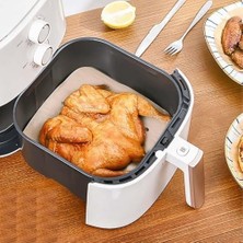 Duca Store 100 Adet Air Fryer Pişirme Kağıdı Tek Kullanımlık Hava Fritöz Yağ Geçirmez Yapışmaz Gıda Pişirme Kağıdı Delikli Kare Model