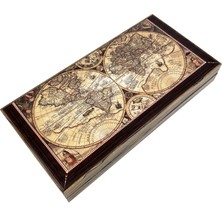 Bıyıklı Tobacco Yenigün Artwork Tavla - Antik Harita (Large - Büyük Boy)