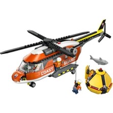 Duca Store City Sahil Güvenlik Helikopteri 60503 – 7 Yaş ve Üzeri Çocuklar Için Pilot, Sivil, 2 Sahil Güvenlik Görevlisi ve Köpekbalığı Minifigürü Içeren Oyuncak Yapım Seti, Hediye Fikri (551 Parça)