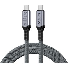 Duca Store Fast USB 4.0 40GBPS, 240W, 8K60Hz Usb4.0 Usb-C Kablosu 1.5 Metre Gri Klv-1.5