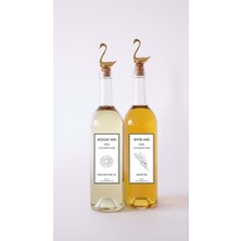 Duca Store Altın Kuğu Akıtmaz Tıpalı Dibi Çukur Şeffaf Cam Şişe 2'li 750 ml Yağdanlık Yağlık