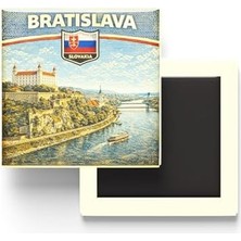 Duca Store Slovakya Bratislava Şehri Temalı Vintage Buzdolap Magneti – 9x9 cm