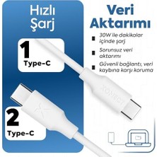 Duca Store Type-C To Type-C ile Uyumlu iPhone ve  ile Uyumlu Hızlı Şarj ve Data Kablosu 40 cm (Siyah)