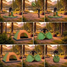 Hereveoyuncak 4 Kişilik Yarı Otomatik Kamp Çadırı – Suya Dayanıklı, Hızlı Kurulumlu Outdoor Aile Çadırı, Dooğa, Kamp ve Piknik 200X200X135 cm