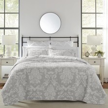 Duca Store Laura Ashley Yorgan Seti Pamuk Ters Çevrilebilir Yatak Örtüsü Eşleşen Yastık Kılıfları, Hafif Ev Dekoru Tüm Mevsimler Için Ideal, Ikiz, Venedik Grisi