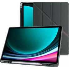 Duca Store Galaxy Tab S9+ Fe Plus 12.4 Inç Uyumlu Smart Kılıf, S Pen Kalemlikli, Trifold, Esnek, Mat, Origami, Darbeye Tam Dayanıklı Tablet Kılıfı (Siyah)