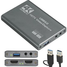 Duca Store HDMI To USB 3.0 Video Capture Kartı Ses ve Görüntü Yakalama | 4K 60FPS Görüntü Aktarma, Ekstra Güç Gerektirmez, Ps3 Ps4 Ps5 Xbox, Windows ve Os x ile Uyumlu Yayın Kayıt Cihazı, ZR1285, Gri