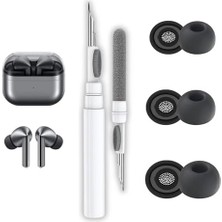 Duca Store Galaxy Buds3 Pro / Buds4 Pro Uyumlu Üç Boyut Premium Silikon Kulaklık Uçları (S,m,l) ve 3'ü 1 Arada Bluetooth Kulaklık Temizleme Kalemi Seti (Siyah)