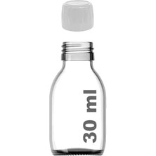 Duca Store 30 ml Sızdırmaz Kapaklı Şeffaf Shot Şişesi 30 cc Ginger Şat Beyaz Cam Şişe 6 Adet (Kilitli Plastik Beyaz Kapak)