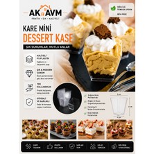 Ak Avm Mini Kare Tatlı Sunum Kasesi Şeffaf Plastik Magnolya Puding Tiramisu Meze Servis Kasesi