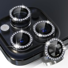 Duca Store iPhone 15 Pro,15 Pro Max Için, Taşlı, Kamera Lens Koruyucu, Basit Kurulum, Hd Görüntü, Metal Çerçeve, 9h Temperli Cam, Çizilmeye Dayanıklı, Diamond Camera Lens Protector (Siyah)