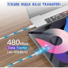 Duca Store Type C To Type C Hızlı Şarj ve Data Transfer Özellikli Şarj Kablosu, 60 W Çift Taraflı USB C Kablo, Yüksek Kaliteli Malzeme 1 Metre/beyaz