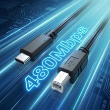 Duca Store Type-C To Usb-B Yazıcı Tarayıcı Printer Kablosu (3 Metre) - Pc ve Laptop ile Yazıcı Ara Bağlantı Data Kablosu - USB 2.0 Hızlı ve Stabil Yazdırma - Kolay Kullanım - Usb-C Printer Kablosu