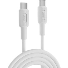 Duca Store 60W USB Type-C To Type-C Silikon Hızlı Şarj ve Data Kablosu Beyaz 2 Metre