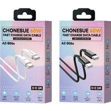 Duca Store 60W Örgülü Hızlı Şarj ve Data Kablosu Beyaz AZ-06AB (60W Type-C To Type-C Beyaz)