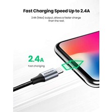 Duca Store Mfi Lisanslı Usb-A & Lightning Örgülü Data ve Şarj Kablosu, 2 Metre, Siyah, ‎60158
