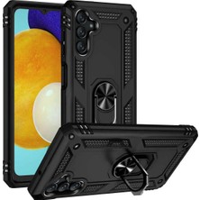 Duca Store Galaxy A04S ile Uyumlu Kapak Military Yüzüklü Stantlı Panzer Tank Kılıf - Siyah