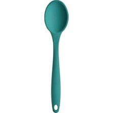 Duca Store Silikon Servis ve Yemek Hazırlama Kaşığı, Yumuşak Uç, Komple Silikon, 27 Cm, Yeşil Kaşık, Yanmaz Yapışmaz, Tencere Çizmez, 1 Adet