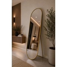 Effe Yapı Dekor Gold Metal Çerçeveli 180X60 cm Elips Model Ayaklı Boy Aynası