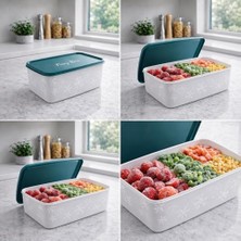 Duca Store Derin Dondurucu Saklama Kabı 2 Litre No Frost Saklama Kabı Alaska Derin Dondurucu Saklama Kabı Turkuaz