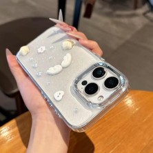 Duca Store 3D Melek Kanatlı Yıldızlı Şeffaf Simli iPhone 15 Uyumlu Kılıf – Kamera Korumalı, Darbe Emici Silikon