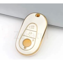 Mercedes Benz C E S  C200 C300 W206 W223 S400 S450 S480 S500ANAHTAR Kılıfı Aksesuar Beyaz Gold  