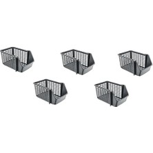 Duca Store 5 Adet Çok Amaçlı Katlı Geçmeli Organizer, Pratik Dolap Içi Lavabo Altı Evye-Tezgah Üstü Buzdolabı Mutfak Banyo Çamaşır Makinesi Ev Düzenleyici Plastik Sepet (5 Adet - Antrasit)