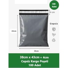 Duca Store Cepsiz Kargo Poşeti | 38 x 48 +4 cm | 100 Adet | Siyah Siyah