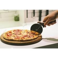 Duca Store Paslanmaz Çelik Profesyonel Pizza/börek Bıçağı - Pizza Kesme Bıçağı - Pizza Ruleti - Ahşap Saplı