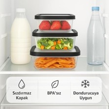 Duca Store 3’lü Sızdırmaz Saklama Kabı Seti (300ML + 600ML + 1200ML) | Şeffaf Plastik, Kapaklı, Buzdolabı, Yemek ve Mutfak Düzenleyici Saklama Kutusu