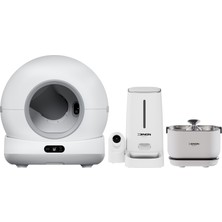 Xenon Smart Kedi Tuvaleti, Kameralı Mama Kabı ve Su Pınarı 3\'lü Set | Wifi, 72L Otomatik Kedi Tuvaleti, Gece Görüş, Mobil Kontrol