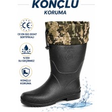 Palalı Del-Rey O4 Ce Belgeli Konçlu Kısa Pvc Iş Çizmesi - Su Geçirmez Unisex Bağ Bahçe Kurye Oto Yıkama Avcı Çizmesi 30CM