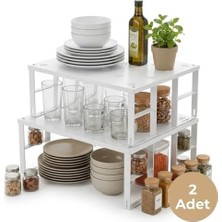 Duca Store Büyük Boy Metal Dolap Içi Düzenleyici Raf - Mutfak ve Banyo Ekstra Geniş Organizer, Beyaz, 31.5X27.5 Cm, 3 Adet