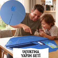 Gülen Uçurtma / Naylon Altıgen Uçurtma Yapım Seti (Orta Boy) - Plastik Çıtalı