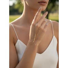 Valmont Accessories Kadın Gold Taş Detaylı Zarif Şahmeran El Zinciri