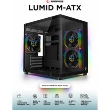 Rampage Lumıd M-Atx Temperli Camlı 3*12CM Argb Fan Siyah Oyuncu Kasası