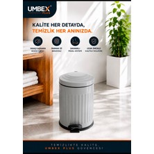 Umbex Plus 5 Lt Amortisörlü Gri Renkyavaş Kapanır Çöp Kovası Banyo ve Mutfaklarınızda Kullanıma Uygun  Iç Kovalı