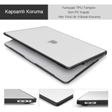 Duca Store MacBook Air 13.3 Uyumlu Shockproof Rugged Hard Case Tpu Bumper Anti-Fingerprint Drop Protection Cover A2337 M1 A2179 A1932 Outdoor Şeffaf