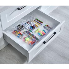 Duca Store 6'lı Şeffaf Çekmece Düzenleyici Seti – Plastik Organizer Kutular | Makyaj, Ofis, Mutfak ve Banyo Düzeni Için 6 Farklı Boyda Şeffaf Kutu