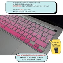 Duca Store Rusça Klavye Koruyucu MacBook Air 13 A1932 A2179 A2337 M1 Uyumlu | Uk Iso Ters L Enter | Rusça Baskılı Silikon Keyboard Cover Pembe