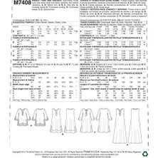 Duca Store Mccall's Patterns 7408 Zz Kesim Deseni, Tunik ve Elbiseler Için, Kumaş, Çok Renkli, Beden L – 2x Boy