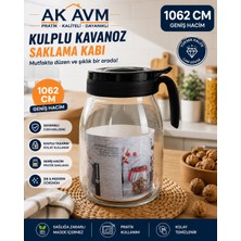 Ak Avm Kulplu Cam Saklama Kavanozu 1062 ml Kapaklı Bakliyat Kahve Erzak Saklama Kabı