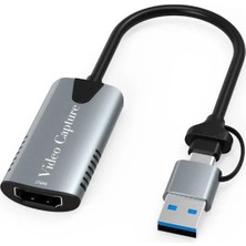 Duca Store Type-C To USB 2in1 Video Capture Yakalama Kartı Uçlu HDMI To Type-C Pc Bilgisayar Video Adaptör Çevirici (Hdmı Aktarma Için Kullanılmaz)