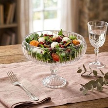Duca Store Linea Şeffaf Cam Ayaklı Sunum Çanağı - Dekoratif Küçük Salata Kasesi ve Çerezlik (20X15,5 Cm)