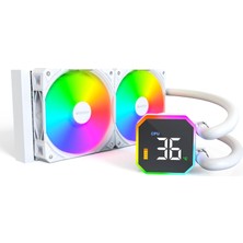 Duca Store Hyperflow Dijital 240 Cpu Sıvı Soğutucu, 3100 Rpm Pompalı 240 mm Aıo, 2×120 mm E28 Argb Fanlar, Gerçek Zamanlı Dijital Ekran, Intel ve Amd Desteği (Beyaz)