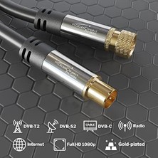 Duca Store – Sat/tv Kablosu – 10M (75 Ohm, F-Fiş > Koaksiyel Fiş, Tv, Hdtv, Radyo, Dvb-T2, Dvb-C, Dvb-S, Dvb-S2 Için Uygun Koaksiyel Kablo)